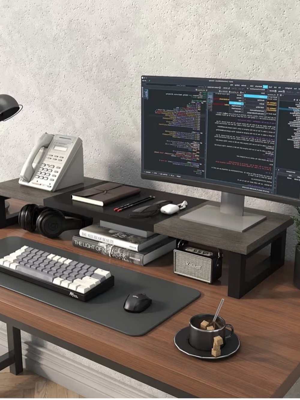 WESTREE Heavy Duty Dual Monitor Stand Riser, Wood and Steel - Picture 3 of 8